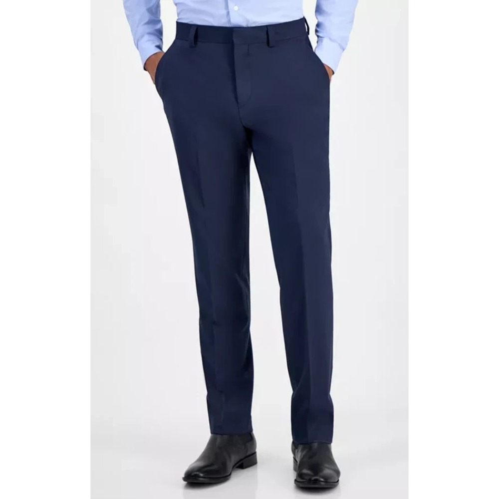 Hugo‎ Boss Mens Modern fit Dress Pants Trousers 40W 32L Navy Blue Solid Wool